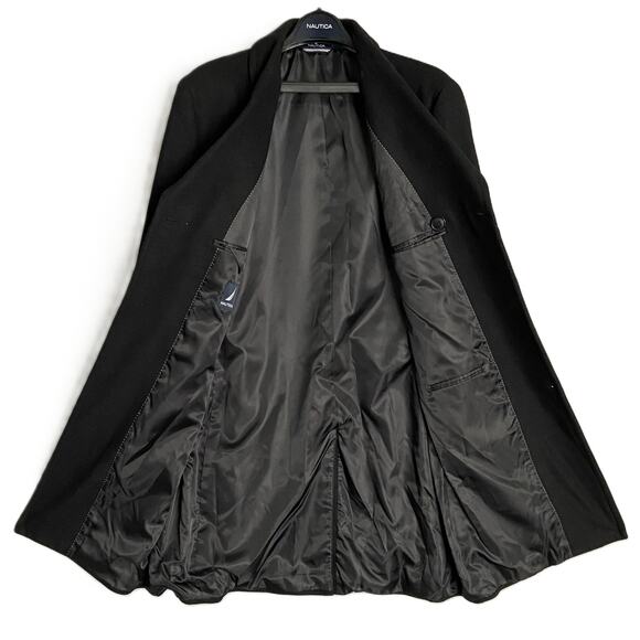 Nautica Overcoat Men's 42 Regular Double-Breasted Wool Blend Lined Black NEW - Picture 7 of 10